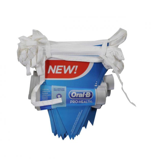 Coated paper pennant banner for Oral-b