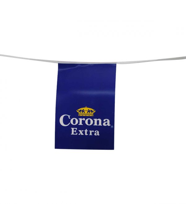 Coated paper pennant banner for corona extra