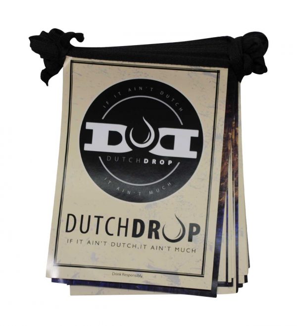 Coated paper pennant banner for dutch drop