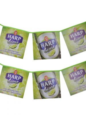 Coated paper pennant banner for harp lime