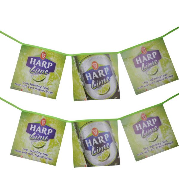 Coated paper pennant banner for harp lime
