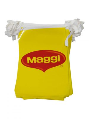 Coated paper pennant banner for maggi