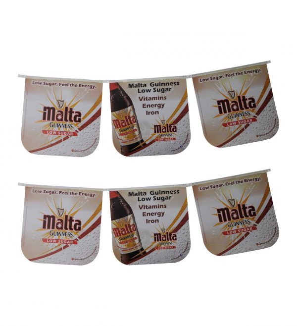 Coated paper pennant banner for malta guinness