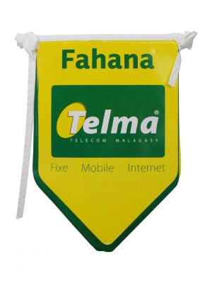 Coated paper pennant banner for telma mobile