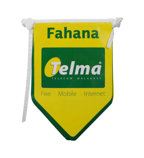 Coated paper pennant banner for telma mobile