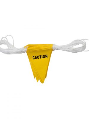 yellow with caution printing safety bunting