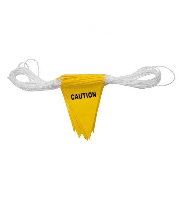 yellow with caution printing safety bunting